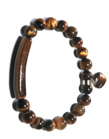 Bracelet gourmette en œil de tigre avec coeur