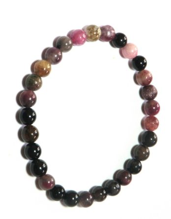 Bracelet boules Tourmaline multicolore