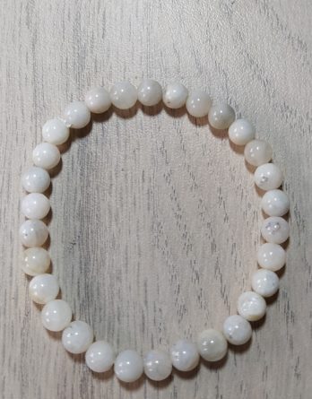 Bracelet boules Pierre de lune blanche