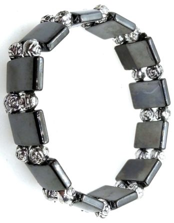 Bracelet magnétite avec perles argentées