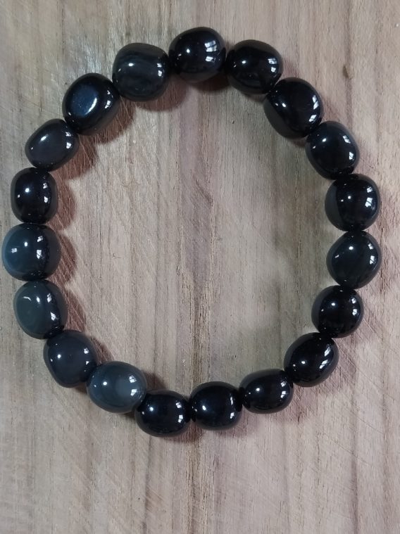 Oeil céleste ou obsidienne Bracelet en pierres roulées